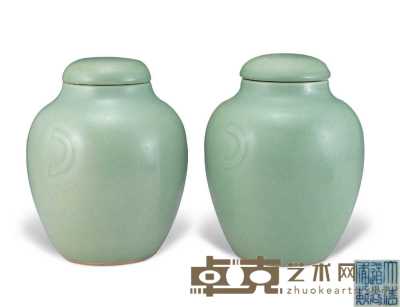 清道光 冬青釉日月罐（二件） 高21.2cm